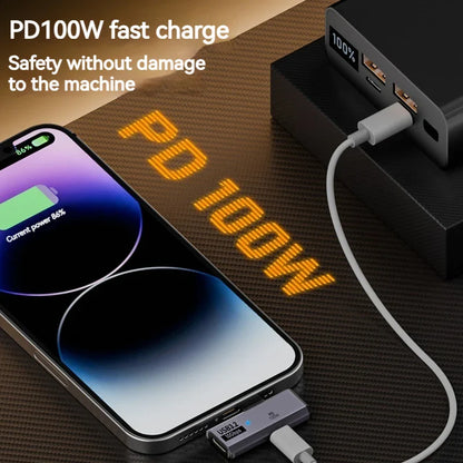 100W USB-C OTG Adapter – Type-C Converter for Fast Charging & 10Gbps Data Transfer, Compatible with Phone, Tablet, MacBook & Earphones