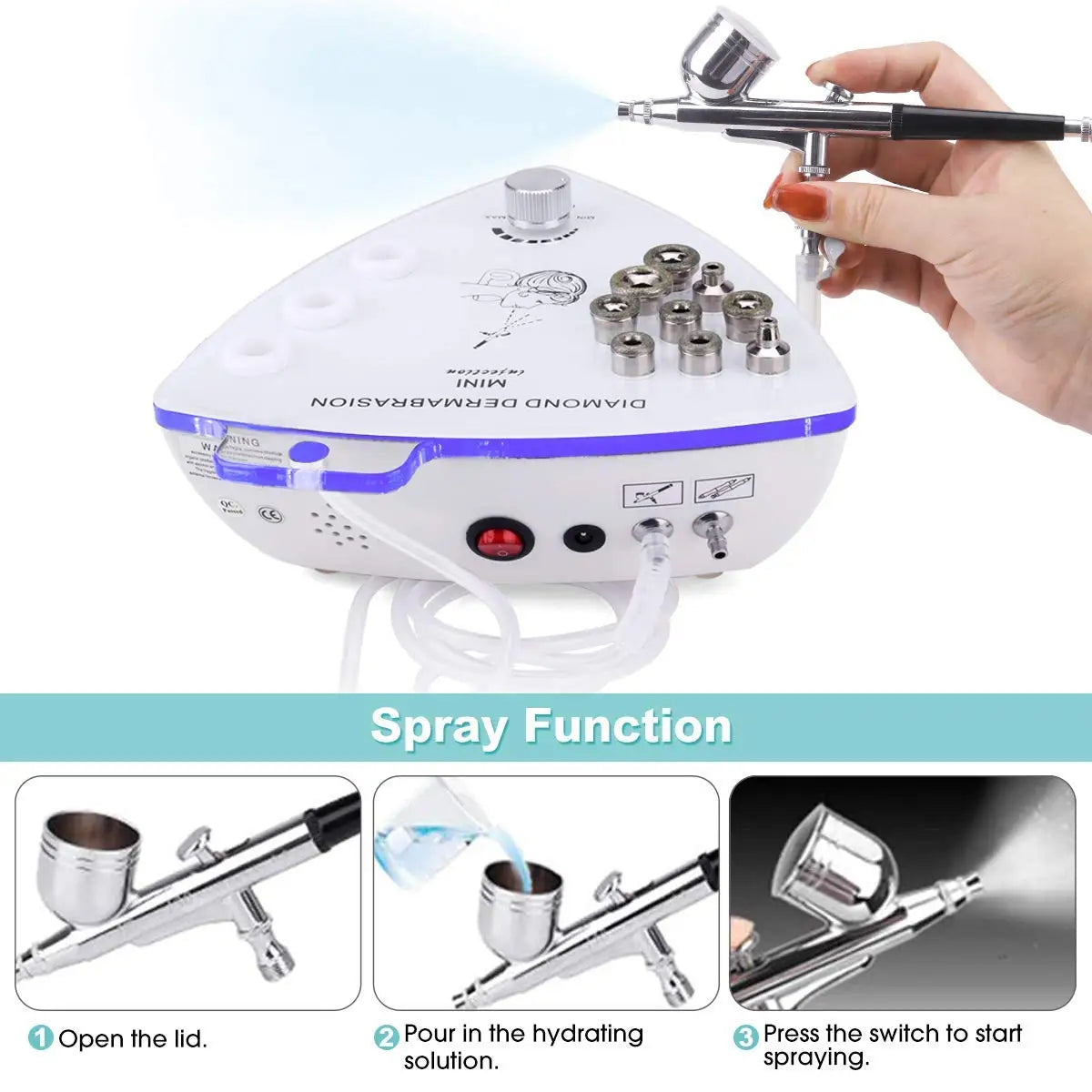 Professional Diamond Microdermabrasion Machine — Facial Exfoliation with Water Spray & 65-68cmHg Suction