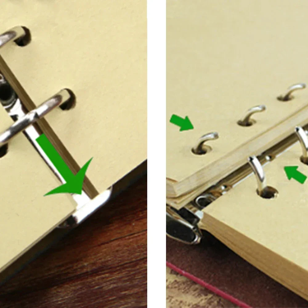 Retro Leather Notebook & Journal – Agenda Binder, Sketchbook with Replaceable Kraft Paper, 14x10cm, Korean Stationery