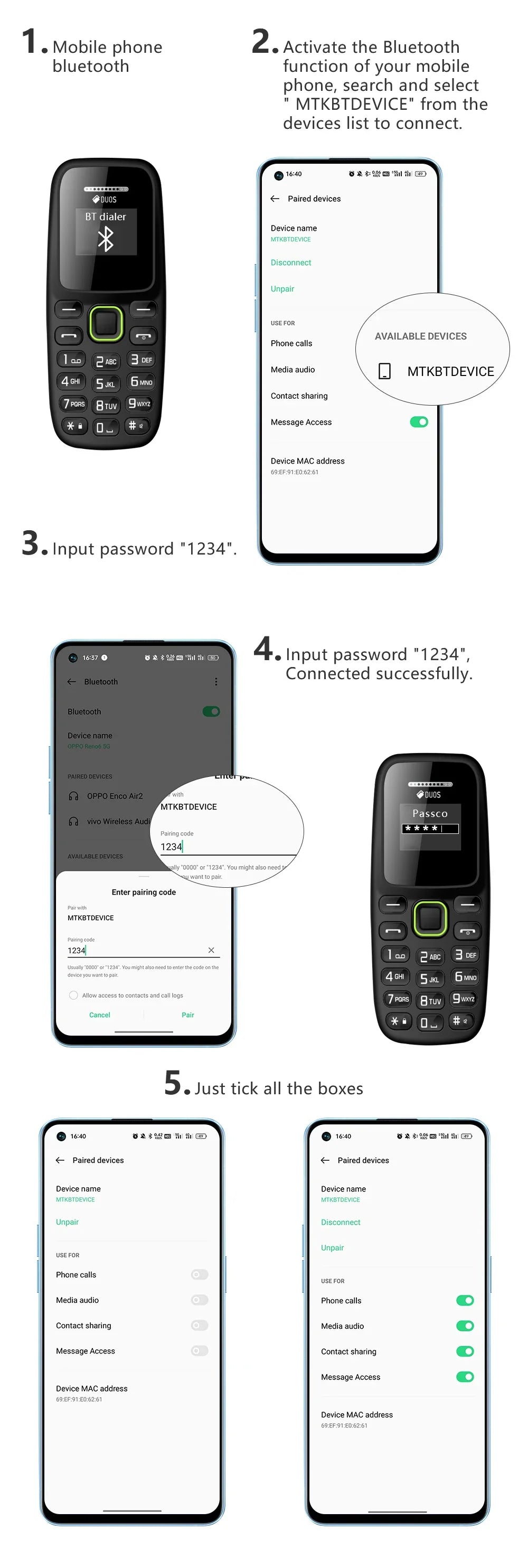 BM310 Small Mobile Phone | Unlocked Dual SIM, Bluetooth, Low Radiation, Automatic Call Recording & Compact Design