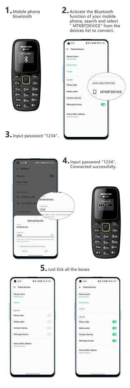 BM310 Small Mobile Phone | Unlocked Dual SIM, Bluetooth, Low Radiation, Automatic Call Recording & Compact Design