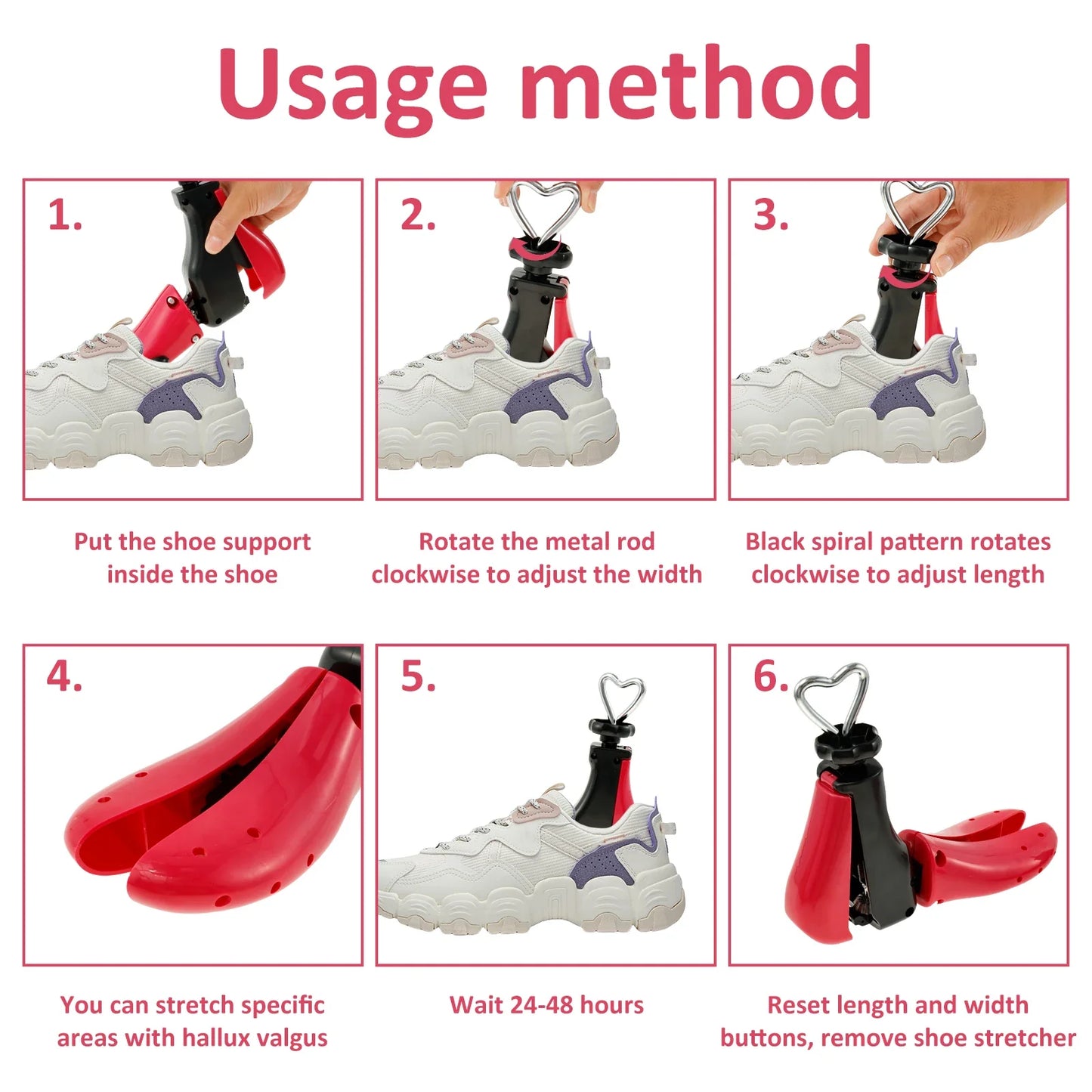 1/2 PCS Universal Adjustable Shoe Stretcher – Boot & Sneaker Widener with Steel Shaft for Men and Women