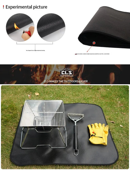Outdoor Camping Fireproof Mat – Flame Retardant Picnic, Barbecue & Insulation Blanket, High-Temperature Fiberglass Mat