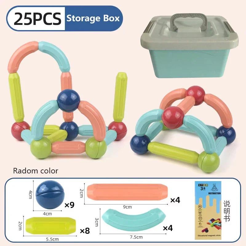 Magnetic Building Blocks Set – Montessori Educational Stick & Rod Constructor Toys for Kids Boys & Girls