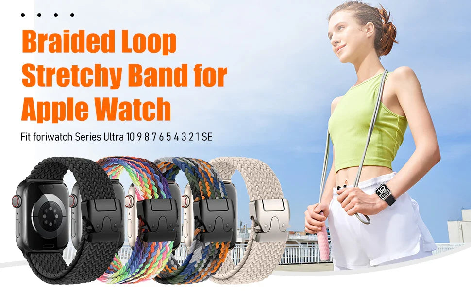 Parachute Braided Straps for Apple Watch Series 9/8/7/6/5 SE – Compatible with 41mm-49mm Bands