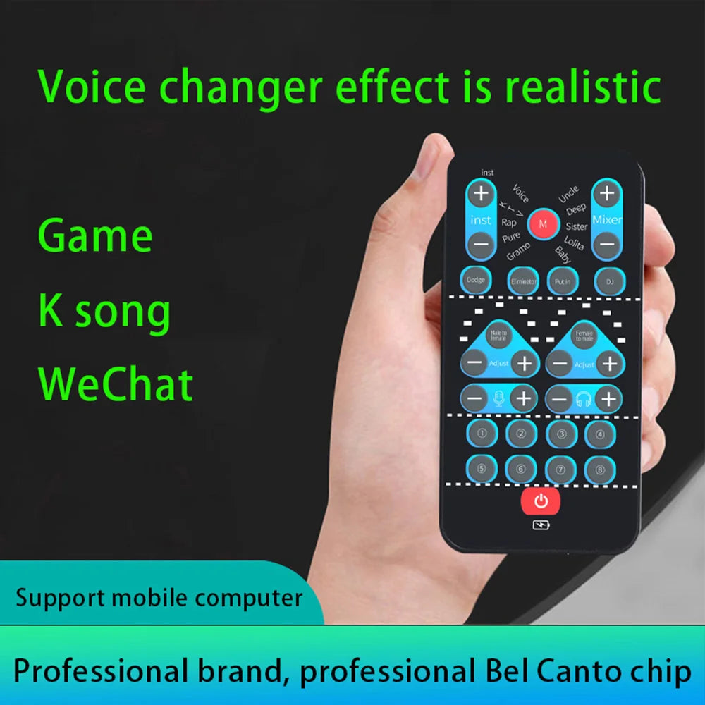 M10 Portable Voice Changer Device – Male to Female Switch, Karaoke & Live Sound Tuning Card