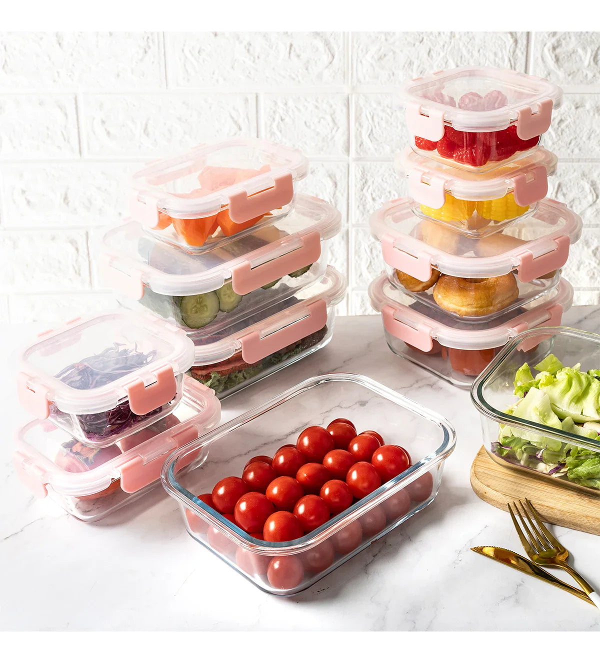16-Piece Glass Food Storage Container Set — Leakproof, Airtight, BPA-Free, Microwave & Oven Safe, Stackable Kitchen Organizer