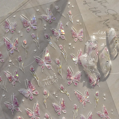 5D Glitter Butterfly Nail Sticker – Kawaii Aurora Nail Art Decal for DIY Manicure & Nail Decorations