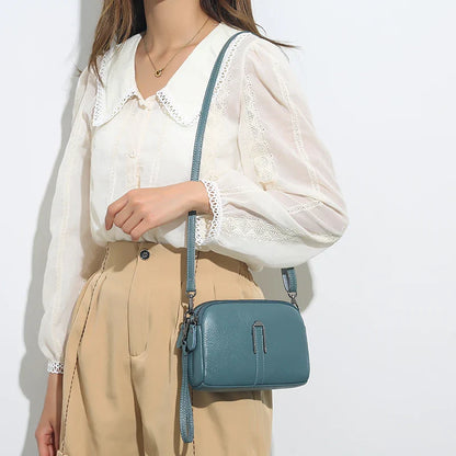 Luxury Genuine Leather Women's Crossbody Bag – Solid Color Shoulder Bag, Clutch & Messenger Purse