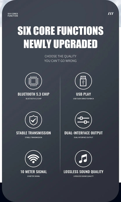 USB Bluetooth 5.3 Audio Receiver Adapter with 3.5mm AUX RCA | Wireless Music Streaming & U-Disk Playback for Desktop Speakers and Amps