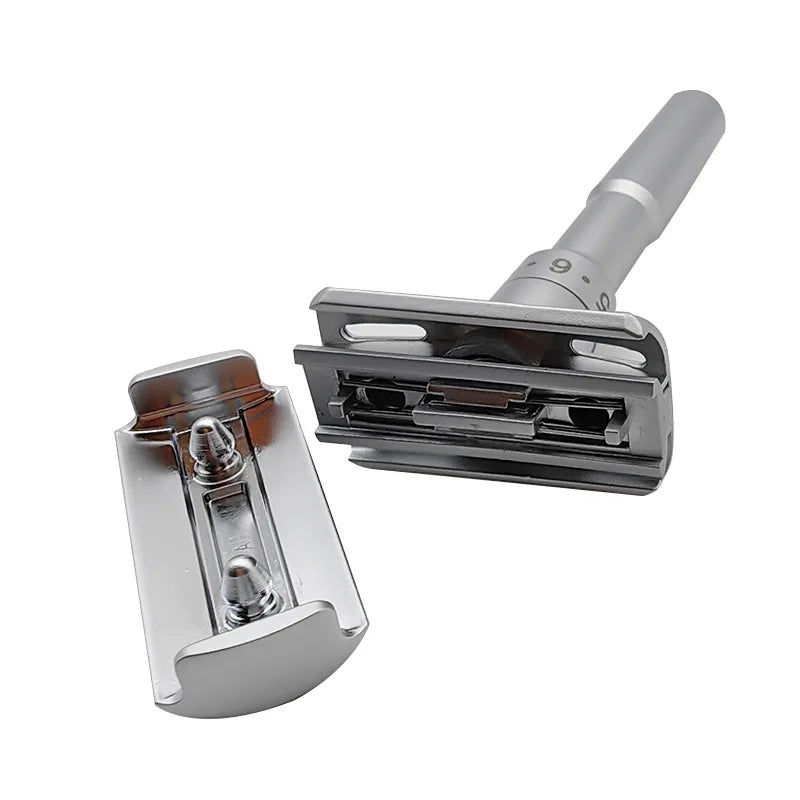New Adjustable Safety Razor for Men – Folding Shaving Razor with Double Edge, 5 PCS Titanium Coated Blades & Shaver Holder
