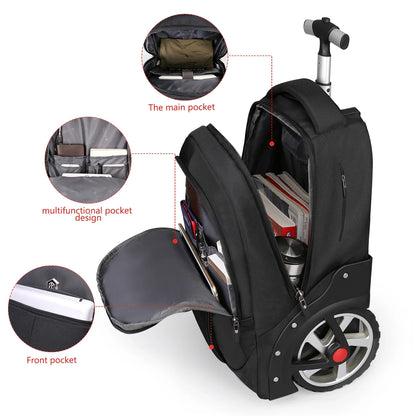 20-Inch Rolling Luggage Backpack – Large-Capacity Travel Suitcase with Wheels, Trolley Bag and Multifunctional Laptop Carry-On