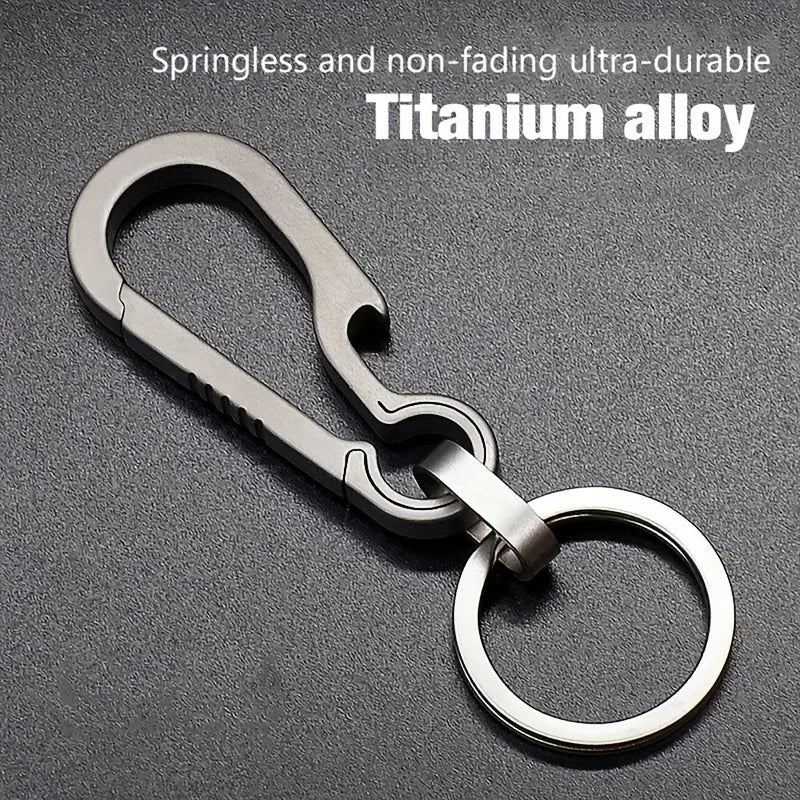 Titanium Carabiner Keychain – Hook Key Ring with Bottle Opener for Camping, Hiking & Outdoor Travel
