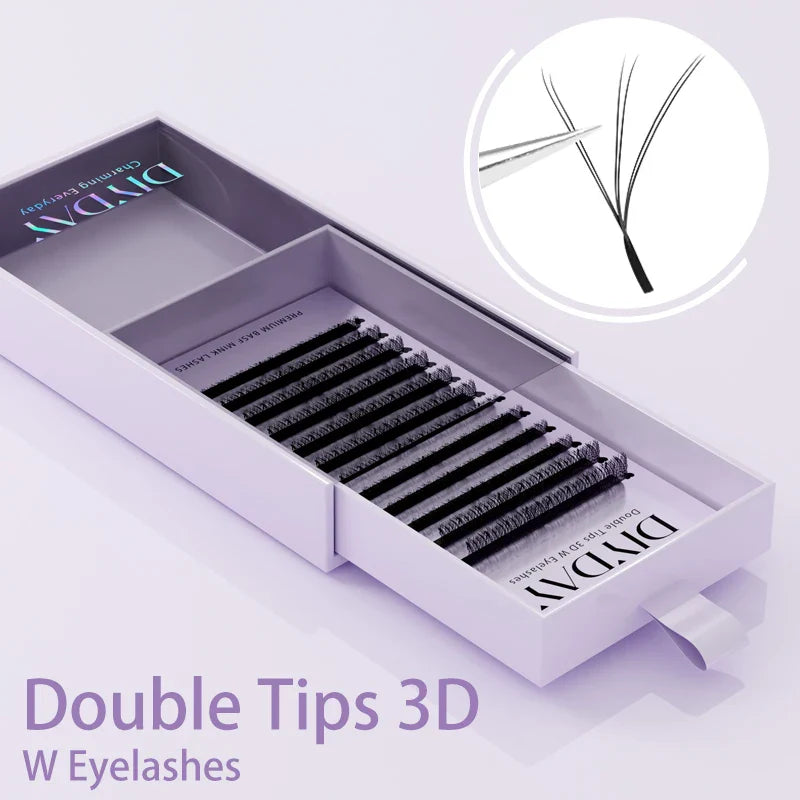DIYDAY W Shape Eyelash Extensions 3D–8D – Premade W-Shaped Individual Faux Mink Lashes