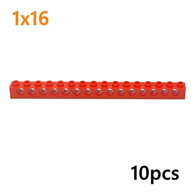 Technical Building Block Long Beam with Holes – Thick MOC Studded Bricks Compatible with 3703, 32018, 3895, 2730, 3894, 3701, 3700