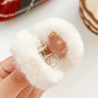 New Cartoon Animal Hair Clip – Cat Ear Plush Hair Claw for Women & Girls Winter Hair Accessory