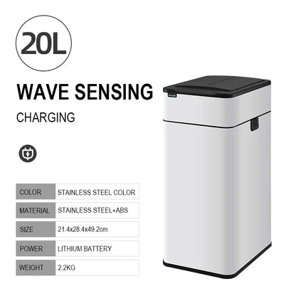 20L Stainless Steel Smart Sensor Trash Can — Automatic Kitchen Food & Waste Bin (15L/20L)
