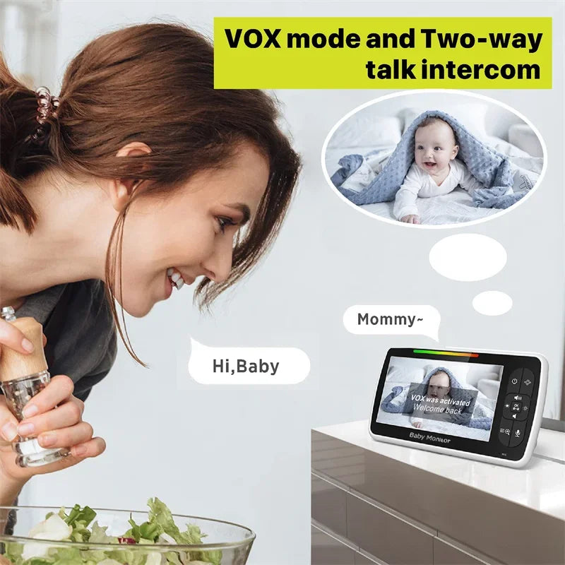 Babystar 5" Video Baby Monitor — Remote Pan-Tilt-Zoom Camera with Two-Way Audio, VOX Mode, and Lullabies