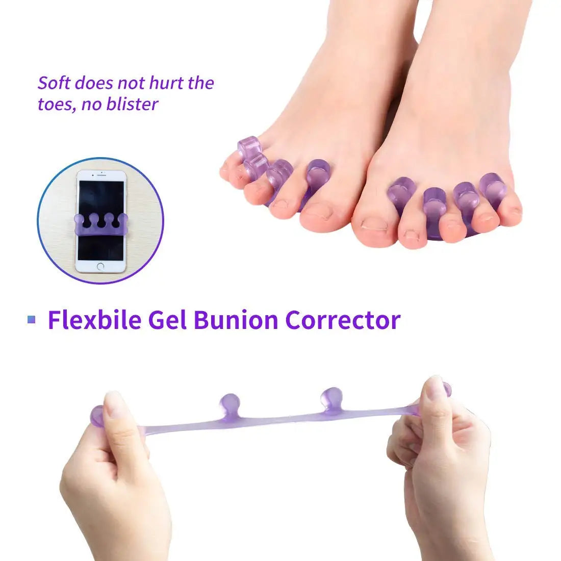 Soft Silicone Toe Separators - Flexible Finger Spacers for Pedicure, Nail Polish, Foot Care & Toe Alignment