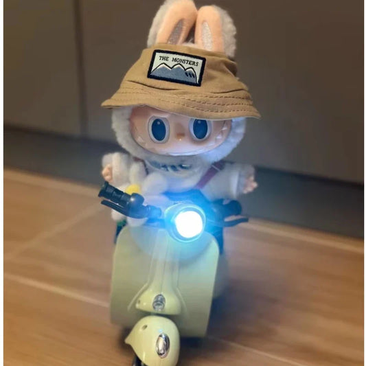 Mini Electric Retro Motorcycle Toy – Dazzling Spin for Labubu Dolls & Pets, Children’s Birthday Gift