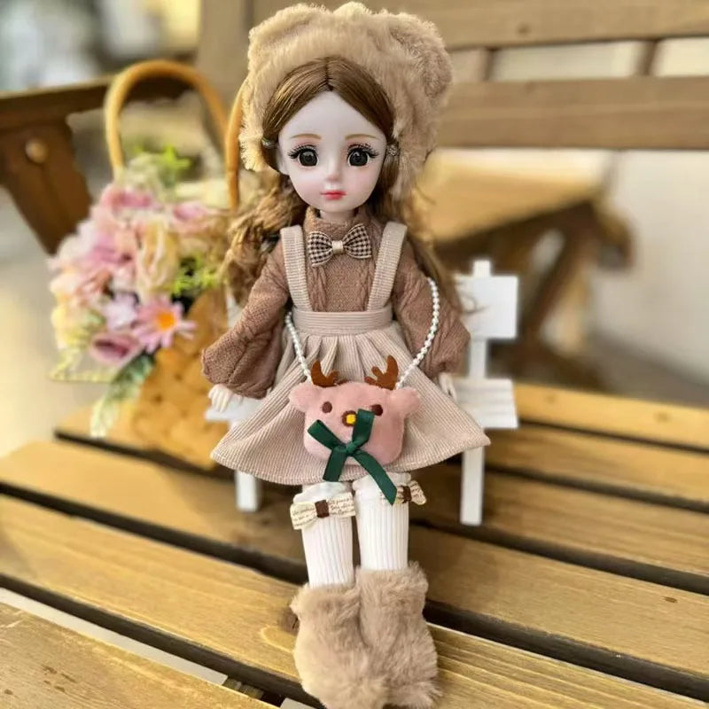 2025 Winter BJD Doll Clothes Set – 6-Point 30cm Doll Jacket & Dress Outfit