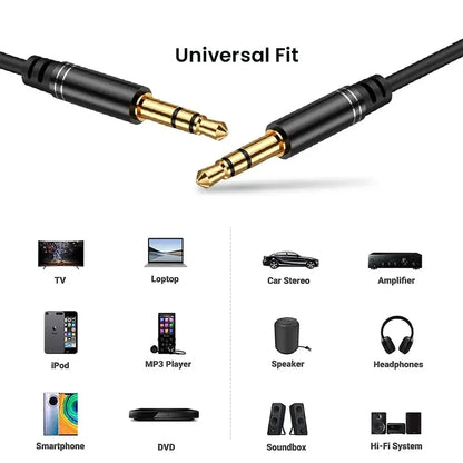 3.5mm Male to Male Aux Audio Cable — Compatible with Car Stereos, Speakers & Headphones