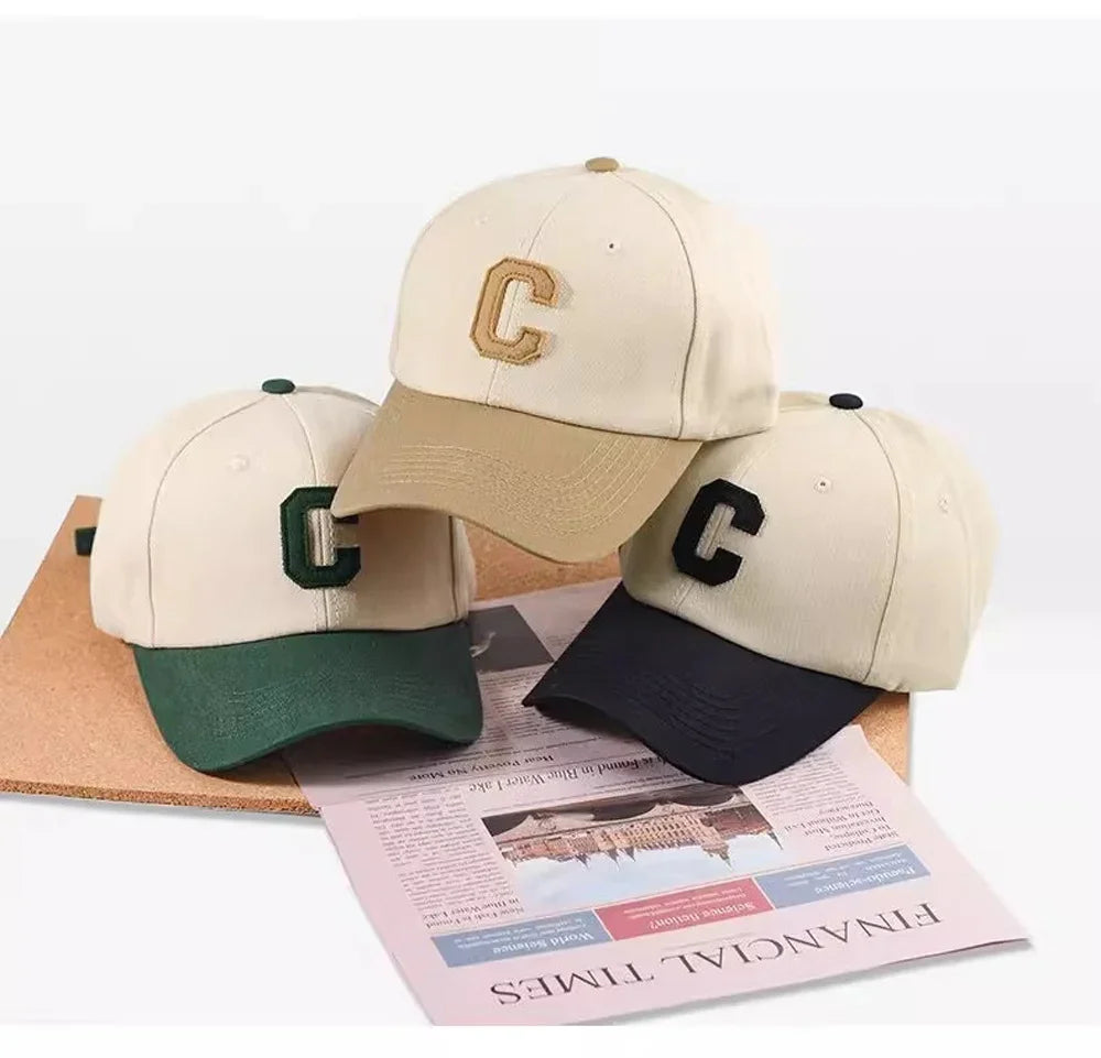 Unisex Baseball Cap – Fashion Letter C Patch, Color Block Design, Summer Sun Visor Hat for Men & Women