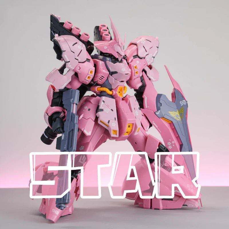 1/144 RG Sazabi Sakura Pink Mecha Action Figure – High-Mobility Assembly Model Kit with Water Slide Decals, Desktop Collectible Gift