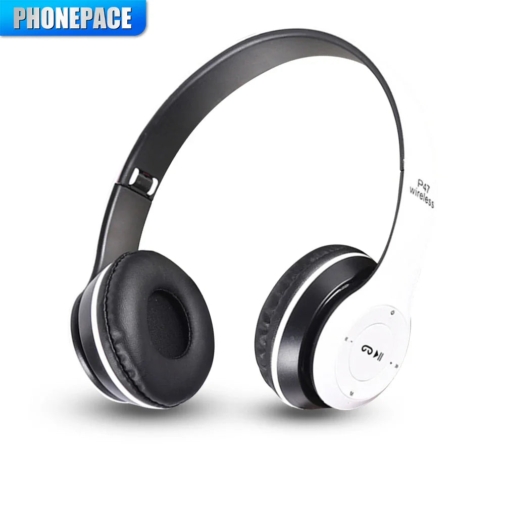 P47 Wireless Bluetooth Headphones with Mic – Noise Cancelling Stereo Earphones for Sports, Gaming & PC