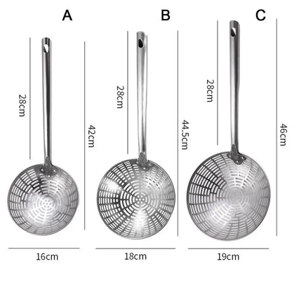 Stainless Steel Colander with Long Handle – Oil Frying Food Net Sieve & Leaky Spoon Kitchen Tool for Cooking