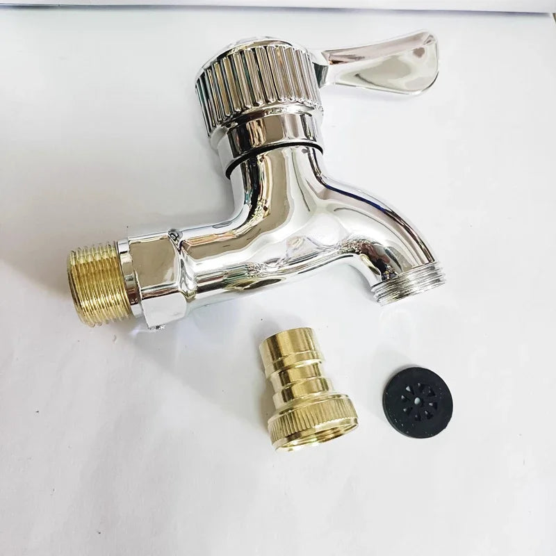 1/2" Wall Mounted Garden Faucet – Male Washer Tap with Quick Connector, Plastic Outdoor Water Hose Valve for Balcony & Garden Use