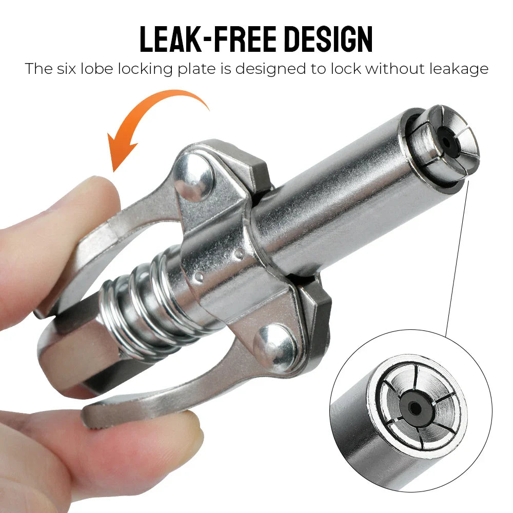 High Pressure Grease Coupler Nozzle: 10000PSI Grease Gun Pump Syringe with NPT1/8 Adapter - Brake Oil Change Tools & Car Accessories