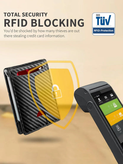 RFID Carbon Fiber Men’s Wallet — Ultra-Thin Mini Card Holder with 7 Slots