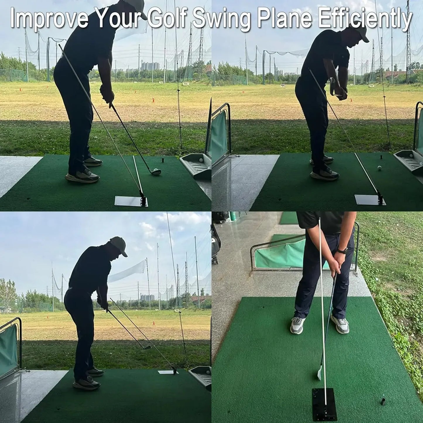 Golf Alignment Stick Holder – Swing Practice Plate & Plane Trainer with Alignment Stick Base for Training Aid