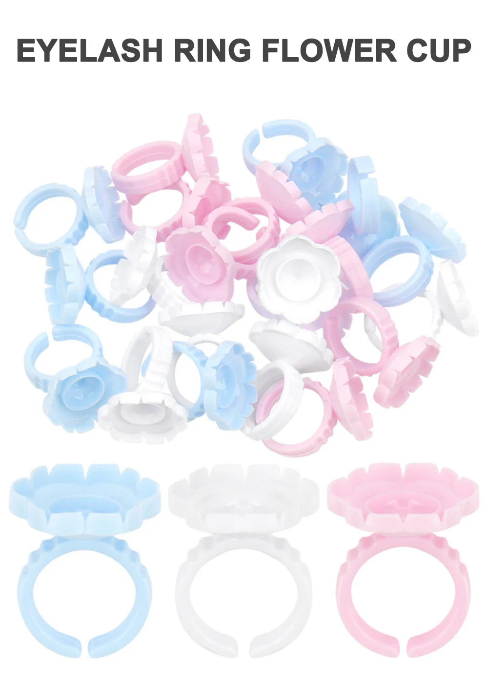 AILEISHI 100PCS Disposable Eyelash Glue Cup Rings – Lash Extension Pigment Holder Tattoo Makeup Tools