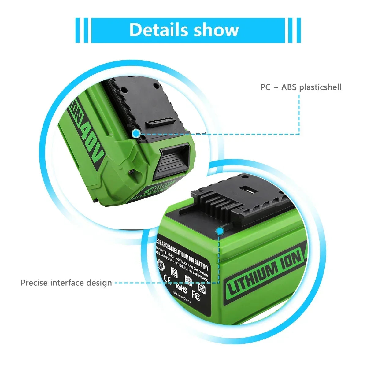 Greenworks 40V 6Ah G-MAX Li-Ion Replacement Battery – Compatible with Lawn Mowers & Power Tools