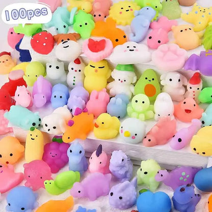 3/5/10/30/50PCS Mochi Squishy Toys – Kawaii Cartoon Stress Relief Squeeze Balls for Kids, Party Favors & Birthday Gifts