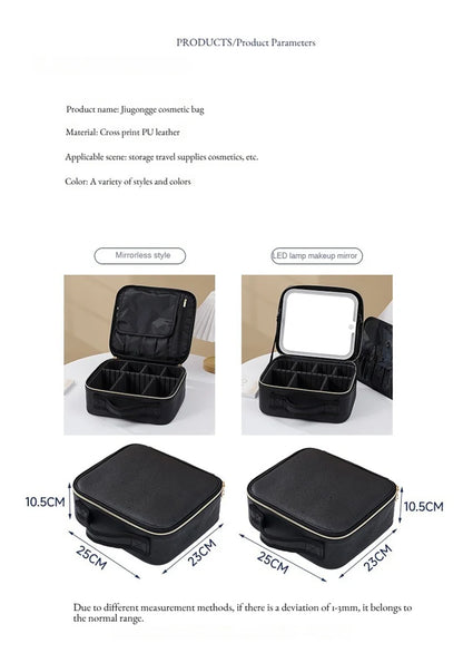 LED Cosmetic Case with Lights & Mirror – Large Capacity Luxury Makeup Bag with Premium Feel