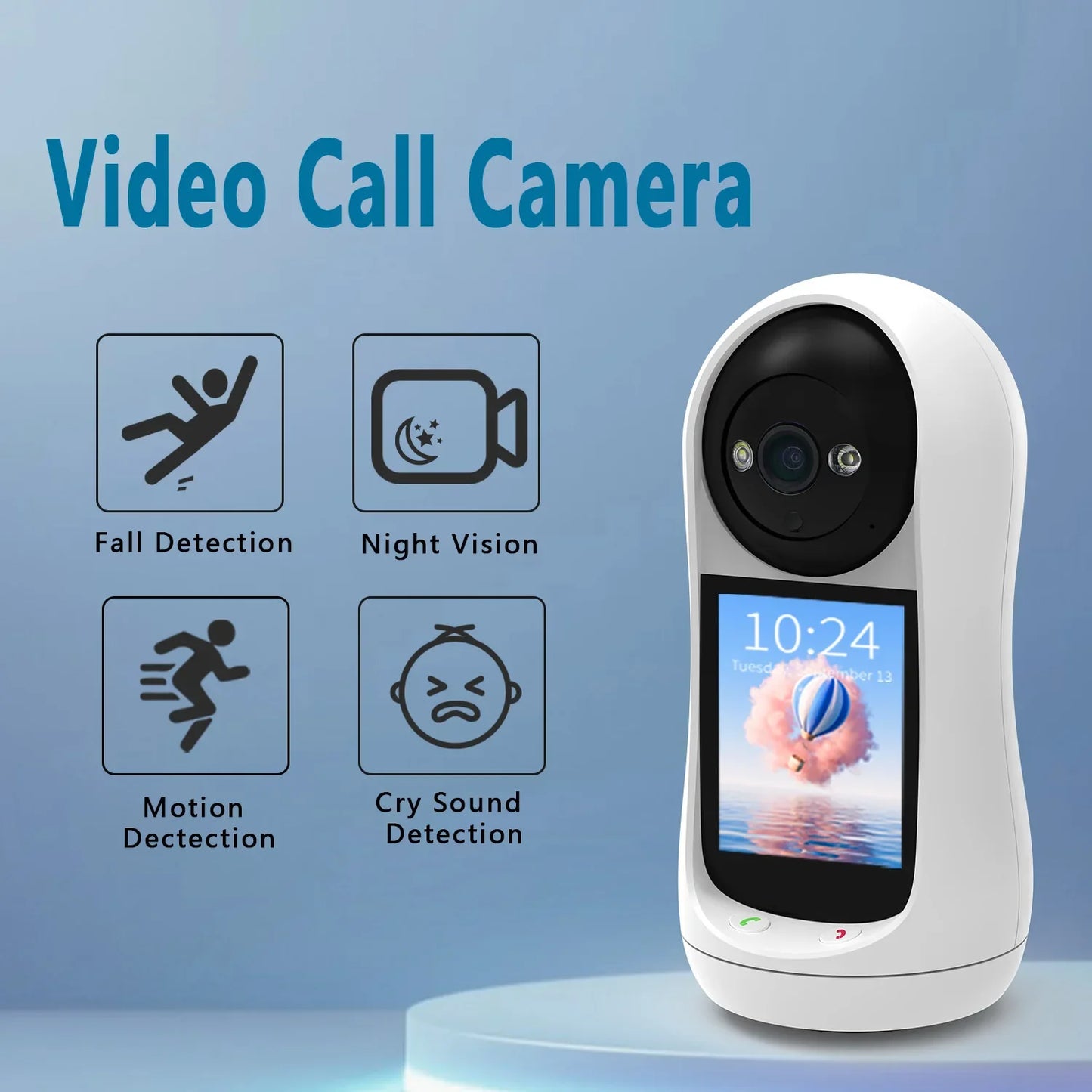 BESDER 3MP PTZ WiFi Camera Baby Monitor - Video Call Feature with 2.8 Inch IPS Screen, Sound Detection, Security IP Camera via iCSee