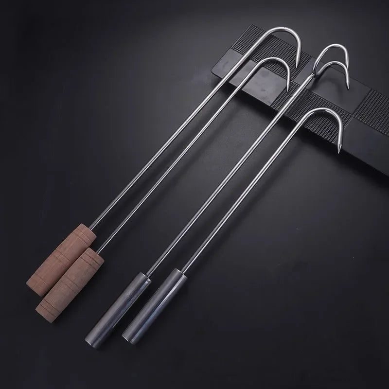 Stainless Steel and Wood Handle T-Word Sharp Meat Hooks - BBQ Kitchen Accessories for Barbecue Tools ! Welding Gadgets
