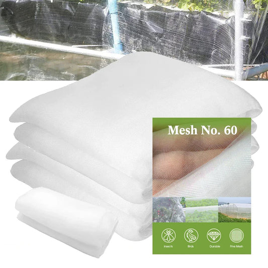 White 60 Mesh Garden Insect Netting – Greenhouse Protection Cover for Plants, Vegetables, Pest & Bird Control