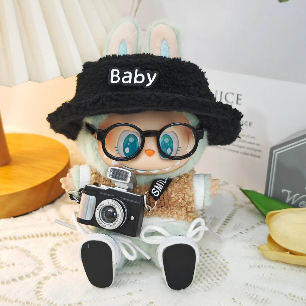 Cute 17cm Labubu Doll Clothes Set - Classic Dress Outfit & Accessories for V2 Mini Dolls, Girl Kid Gift