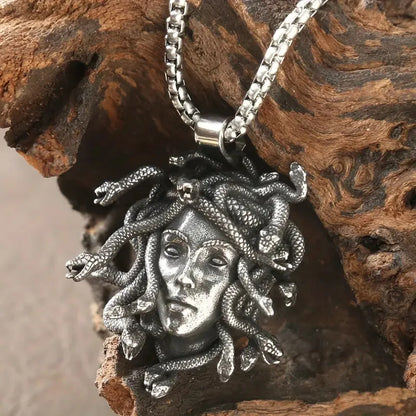 Men's Medusa Pendant Necklace - 316L Stainless Steel Vintage Snake Animal Jewelry for Parties and Gifts