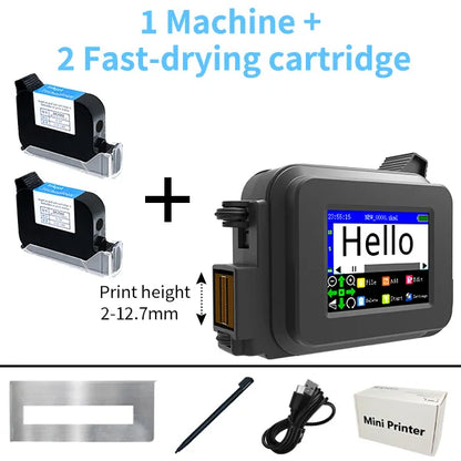 Iottim 12.7mm Mini Portable Inkjet Printer – Handheld Date, QR Code, Logo & Batch Number Printer for Small Business Labeling