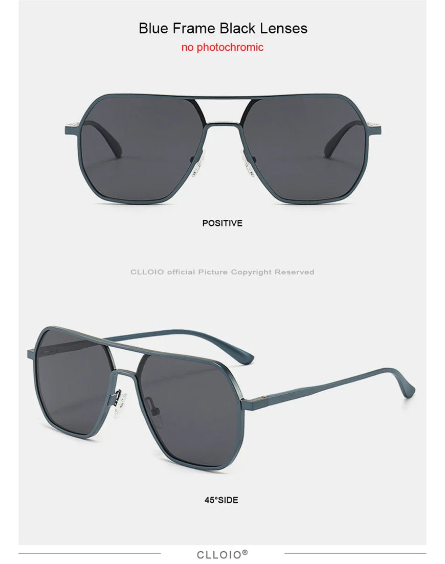 CLLOIO Fashion Aluminum Photochromic Sunglasses – Polarized Chameleon Anti-Glare Driving Glasses for Men & Women