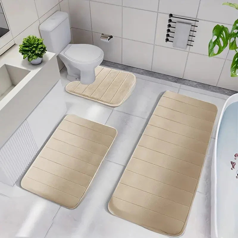 Coral Velvet Bathroom Mat - Anti-Skid Absorbent Toilet & Bathtub Floor Mat, Entrance Rug