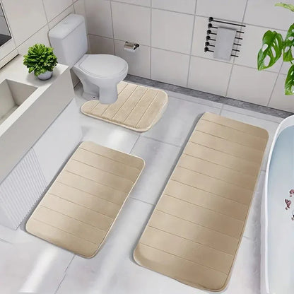 Coral Velvet Bathroom Mat - Anti-Skid Absorbent Toilet & Bathtub Floor Mat, Entrance Rug