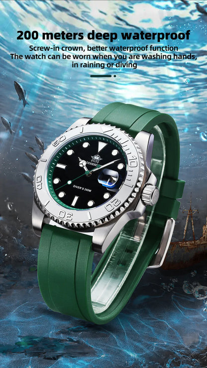 ADDIESDIVE 41mm Men’s Quartz Dive Watch – Rotatable Bezel, Stainless Steel, Luminous BGW9, Rubber Strap, 200m Water Resistant
