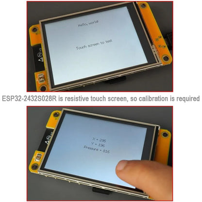 2.8" ESP32-2432S028R TFT LCD Module – ILI9341 Resistive Touchscreen Display with ESP-WROOM-32 Development Board & Acrylic Case