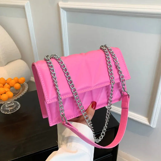 Fashion Trend Crossbody Single Bag: 2024 New Tide Korean Version Small Square Bag with Foreign-Style Chain
